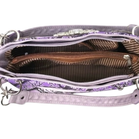 Lavender Camouflage Western Camo Rhinestone Buckle Shoulder Conceal Carry Purse - Picture 4 of 5